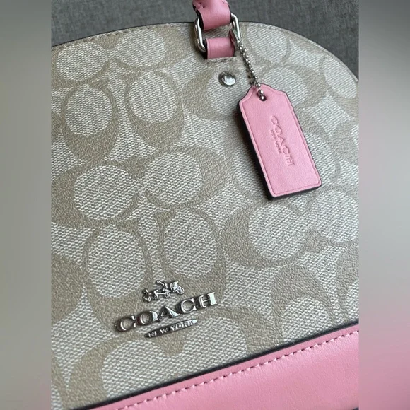 NWT！COACH SIERRA SATCHEL IN SIGNATURE（COACH F58295）SILVER/LIGHT-KHAKI/BLUSH - Picture 4 of 9